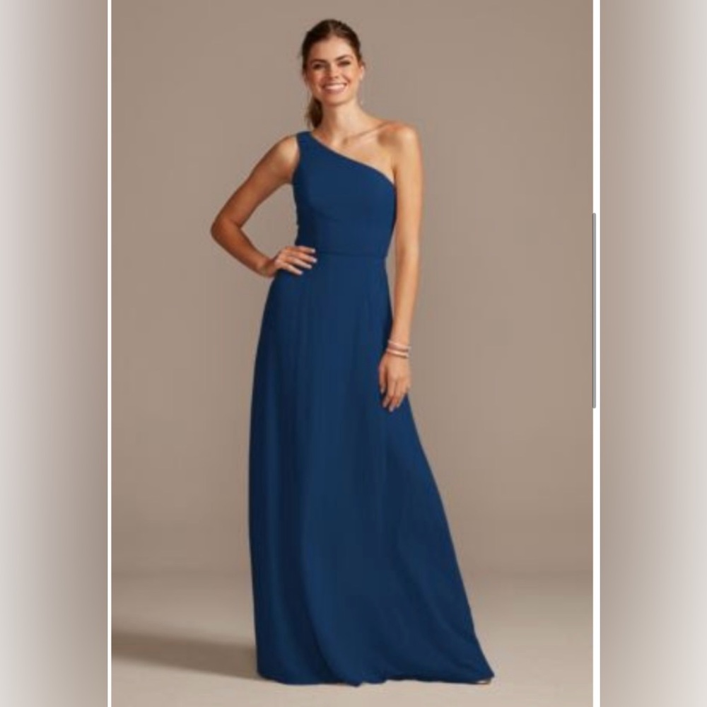 David’s Bridal Chiffon One-Shoulder Bridesmaid Dress
